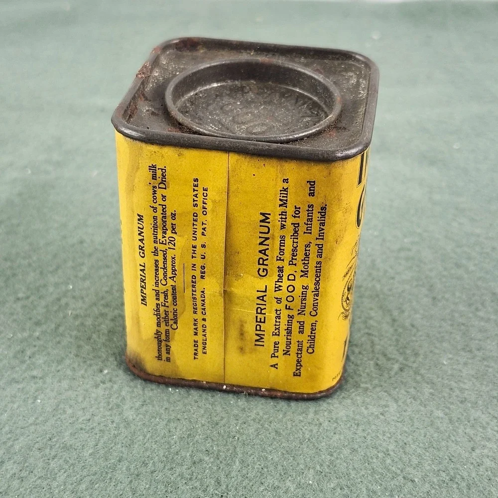 Antique IMPERIAL GRANUM Tin & Paper Label Nutritional Supplement Quack‎ Medicine